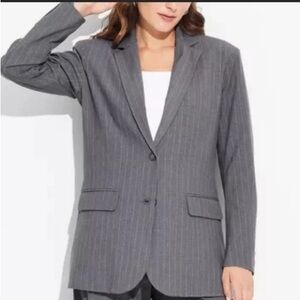 Wild Fable Womens Wild Fable Pinstripe Gray/White Double Button Oversized Blazer
